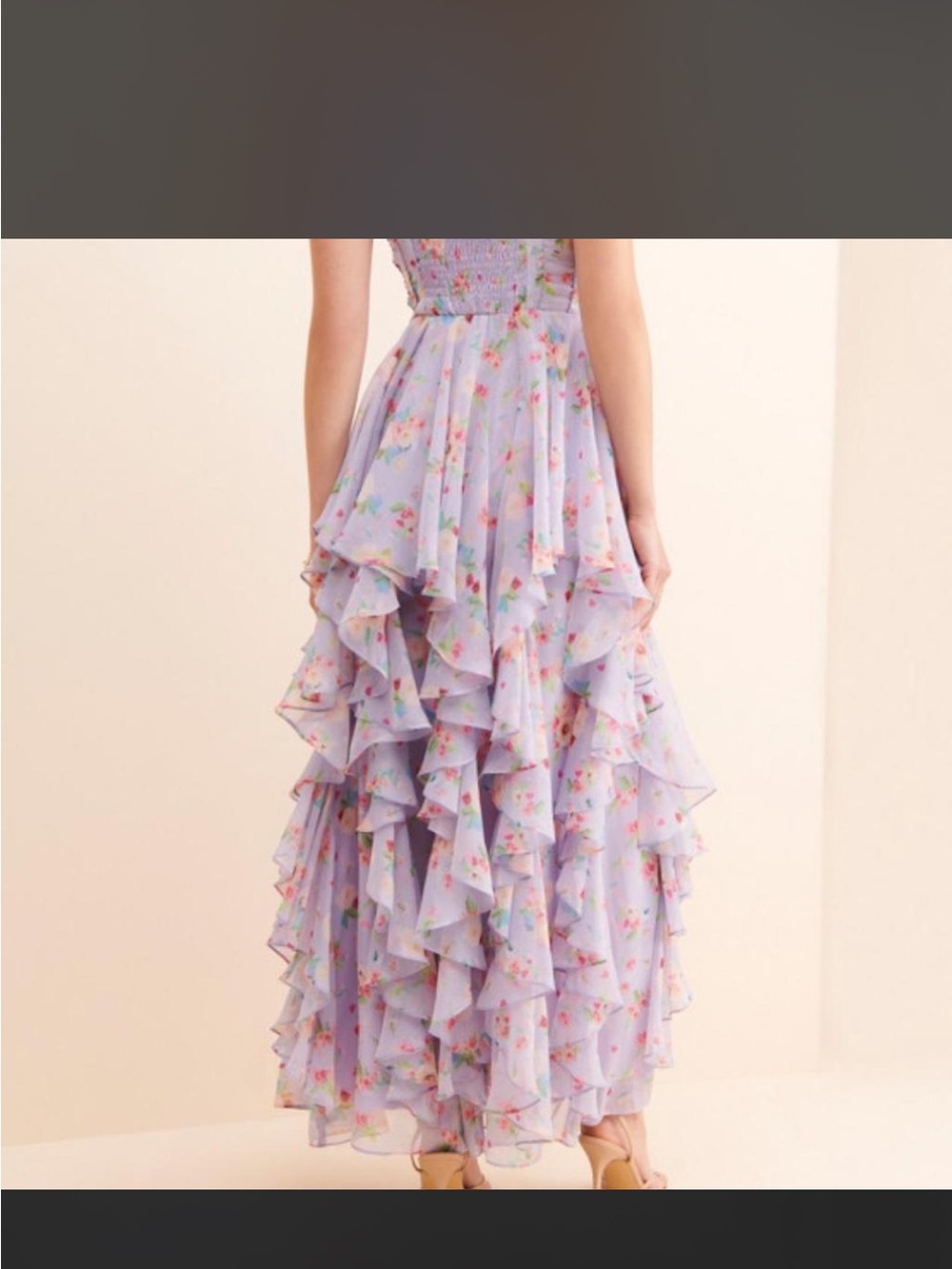 Lilac Floral Tiered Maxi Dress with Ruffle Skirt - Picture 2 of 4